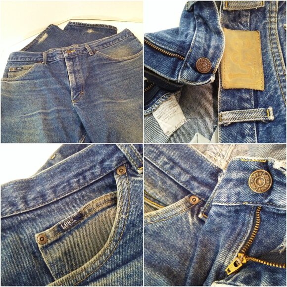 Vintage 70s-80s LEE Denim Jeans Men-40x30 Bootcut 5-Pocket Faded Soft-Worn Flaws - Picture 7 of 12